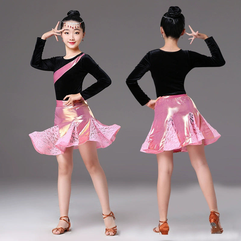 Latin dance children's Latin clothing split dance skirt training clothes new regulations