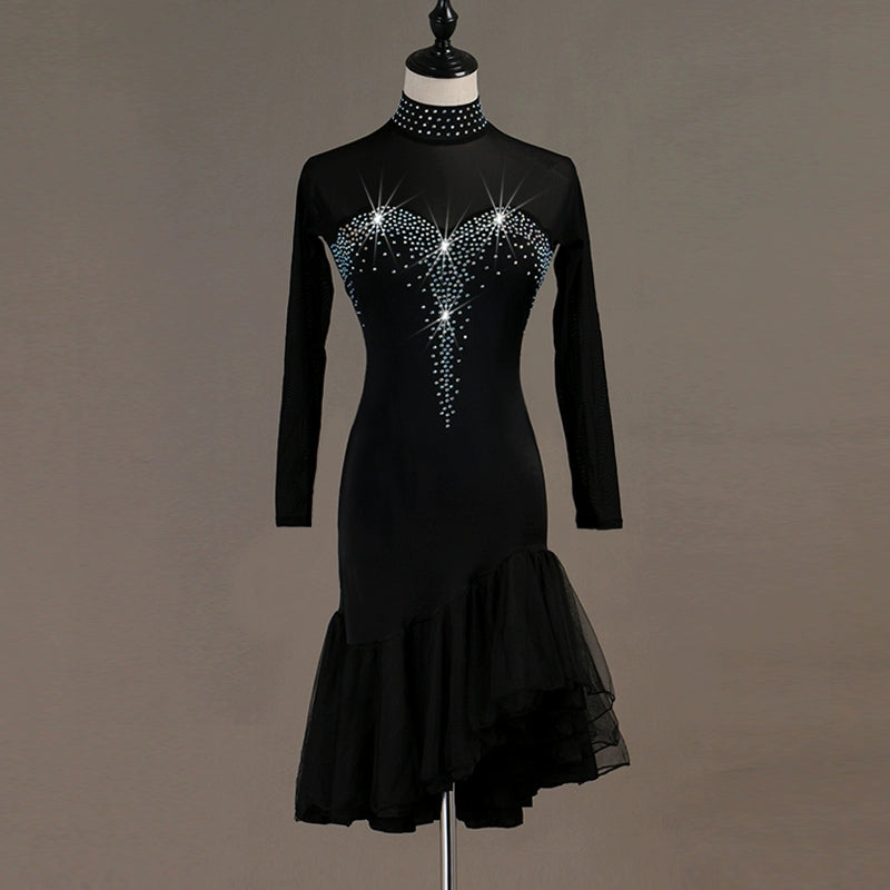 Latin Dance Dresses Latin Dance Competition Dresses / Rhinestones High Dress - Moderndancedress.com