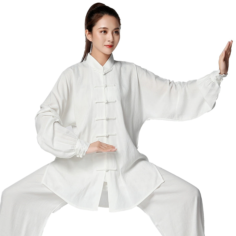 Cotton Linen Tai Chi Clothing for Women Men Chinese Kung Fu Uniforms Morning Exercises Fitness Tai Jiquan Training Clothes - Moderndancedress.com