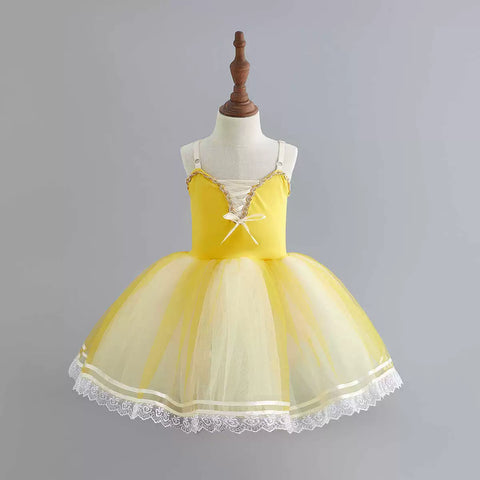 Ballet dance dresses for kids toddlers tutu skirts Red yellow green ballerina ballet performance pancake costumes for children - Moderndancedress.com