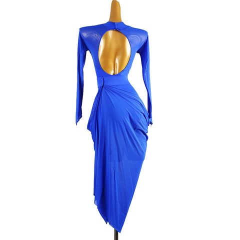 Royal Blue Latin Dance competition Dress for women girls tango ballroom salsa rumba chacha Performance Dress - Moderndancedress.com