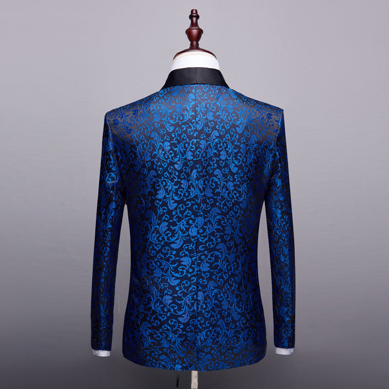 Men's Jazz Dance Costumes Blue Wine Pianist Host Singer Tuxedo Coats Wedding Party Groomsman Blazer
