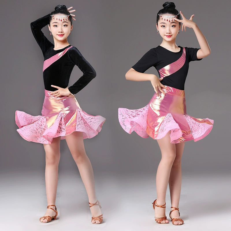Latin dance children's Latin clothing split dance skirt training clothes new regulations - Moderndancedress.com