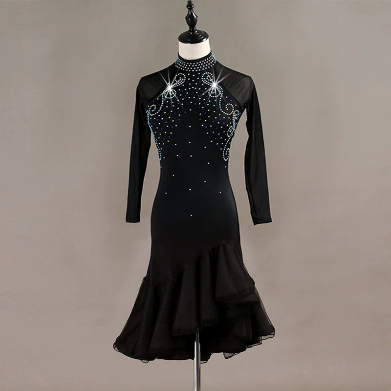 Latin Dance Dresses Latin Dance Competition Dresses / Rhinestones High Dress - Moderndancedress.com