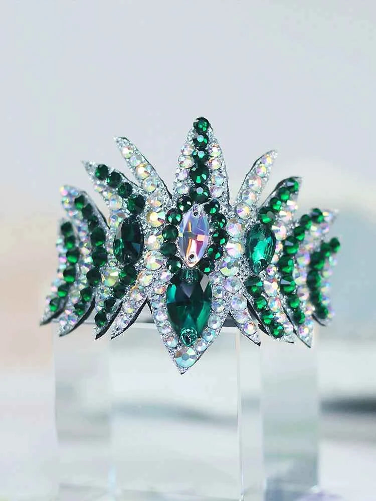 Rhinestone Artistic Gymnastics Diamond Head Piece for Kids Latin Ballroom Figure Skating Competition Ball Head Crown Hair Accessories