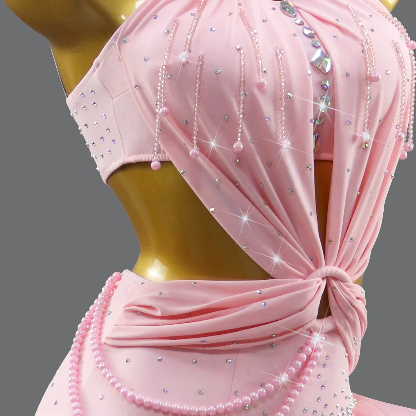 Custom Size Fuchsia Competition Latin Dress for Girls Halter Neck Salsa Blackpool Dance Wear