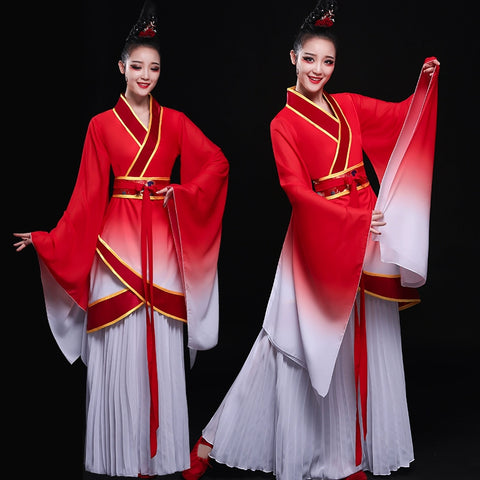 Chinese Folk Dance Costumes Classical Dance Costume Female Chinese Fengshui Sleeve Modern Dance Costume Ancient Chinese Dress Adult - Moderndancedress.com