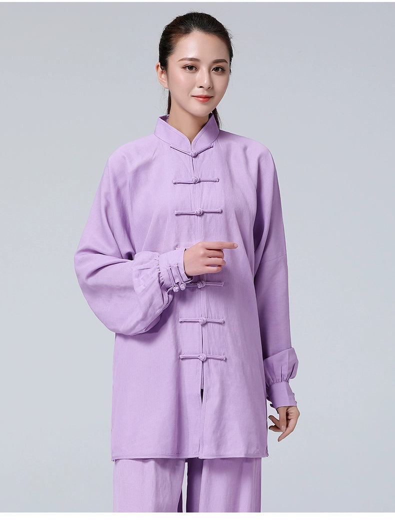 Cotton Linen Tai Chi Clothing for Women Men Chinese Kung Fu Uniforms Morning Exercises Fitness Tai Jiquan Training Clothes - Moderndancedress.com