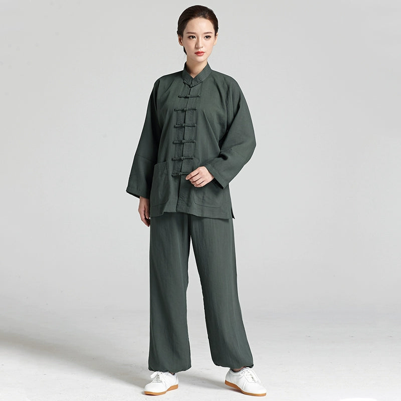Tai Chi Suit Kung Fu Uniforms Cotton and Linen Men's and Women's Shadowboxing Clothing Baduanjin Chinese Style Martial Arts Practice Clothes Outfit - Moderndancedress.com