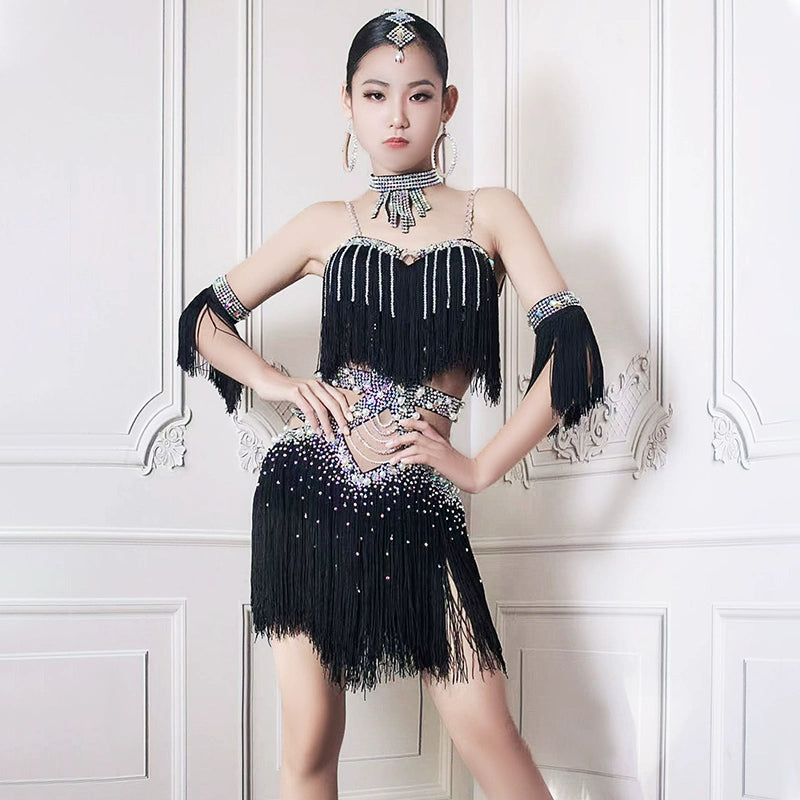 Custom Size Competition Latin Dance Dresses for Women Girls Green Black Wine Blue Salsa Rumba Chacha Blackpool Dance Clothes