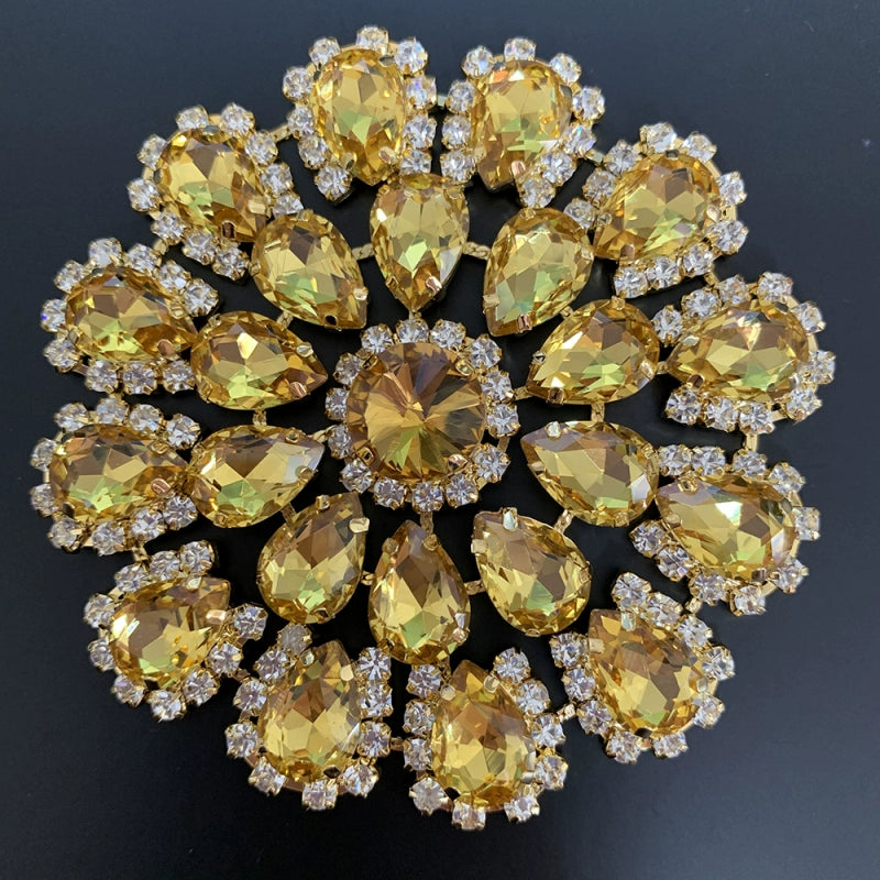 Round red blue bling gemstones DIY headdress dance clothes shoes jewelry flower-shaped hand-sewn corsages headgear dinner bags 8cm - Moderndancedress.com