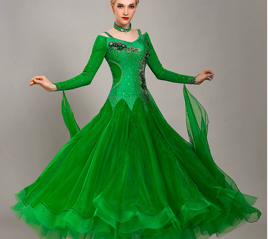 Competition Ballroom dance dress for women girls national standard dance waltz tango foxtrot smooth social dance performance gown for female - Moderndancedress.com