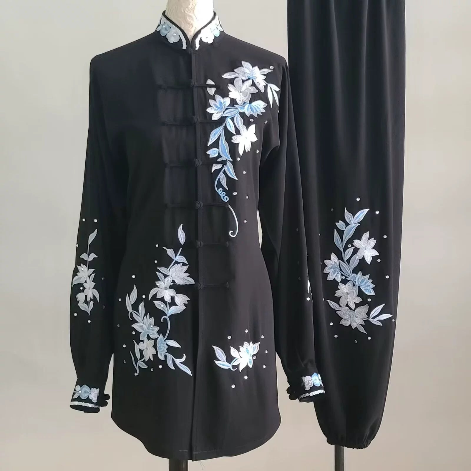 Customized size Competition Tai chi clothing  purple green Taijiquan clothes chinese kung fu uniforms Group performance suit for female - Moderndancedress.com