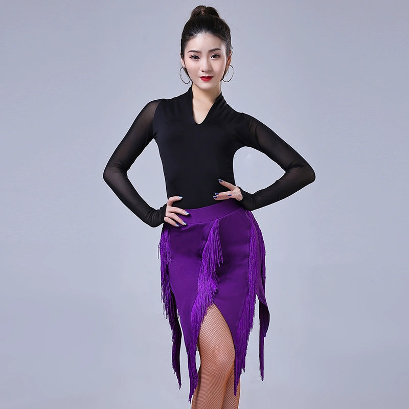 Latin fringe skirt ins suit adult training suit - Moderndancedress.com