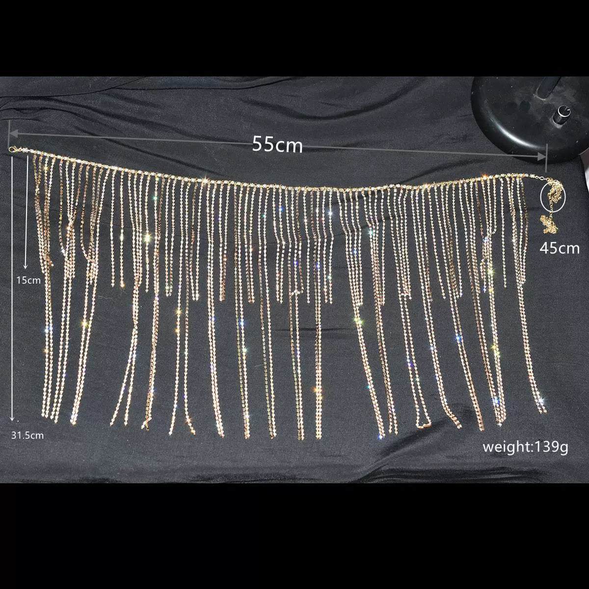 Women girls latin jazz rave dance Rhinestone tassel waist chain hollow bling hot pole dance tassel skirt belly dance body chain belts - Moderndancedress.com