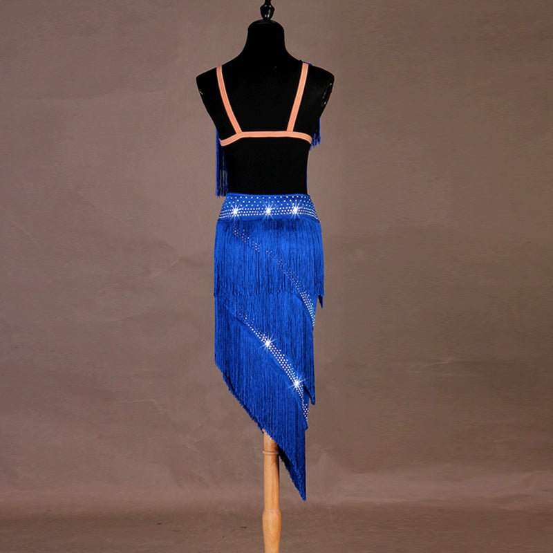 Latin dance dress performance competition clothing Lombardcia tassel dress - Moderndancedress.com