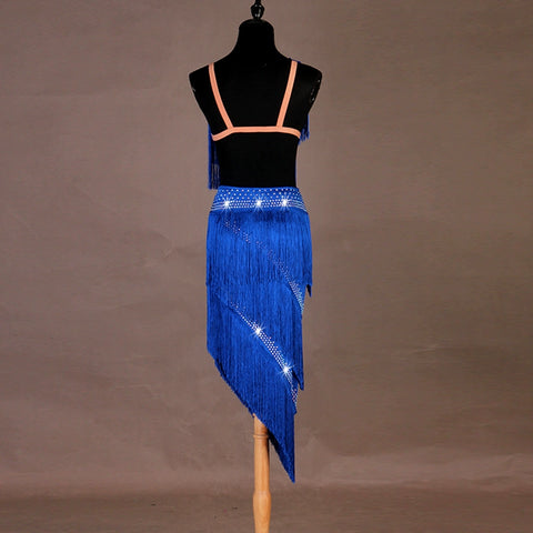 Latin dance dress performance competition clothing Lombardcia tassel dress - Moderndancedress.com