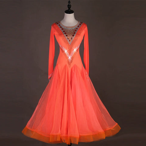 Ballroom Dance Dresses Modern Skirt, National Standard Dance Dress, Waltz Group Performance Costume - 