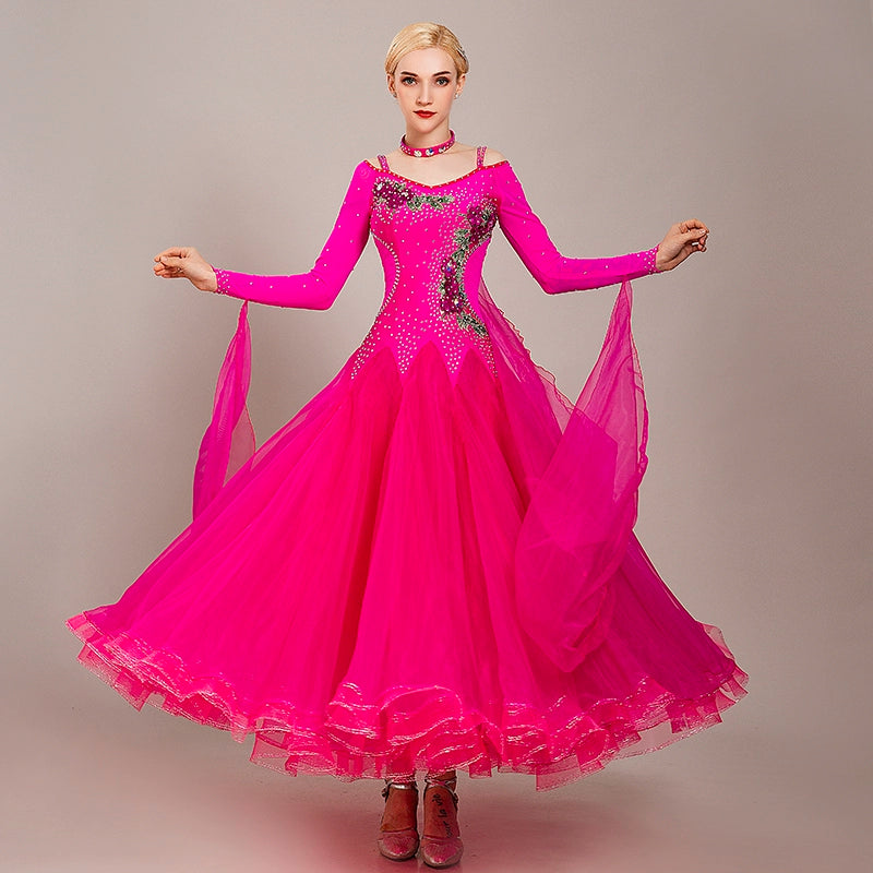 Competition Ballroom dance dress for women girls national standard dance waltz tango foxtrot smooth social dance performance gown for female - Moderndancedress.com