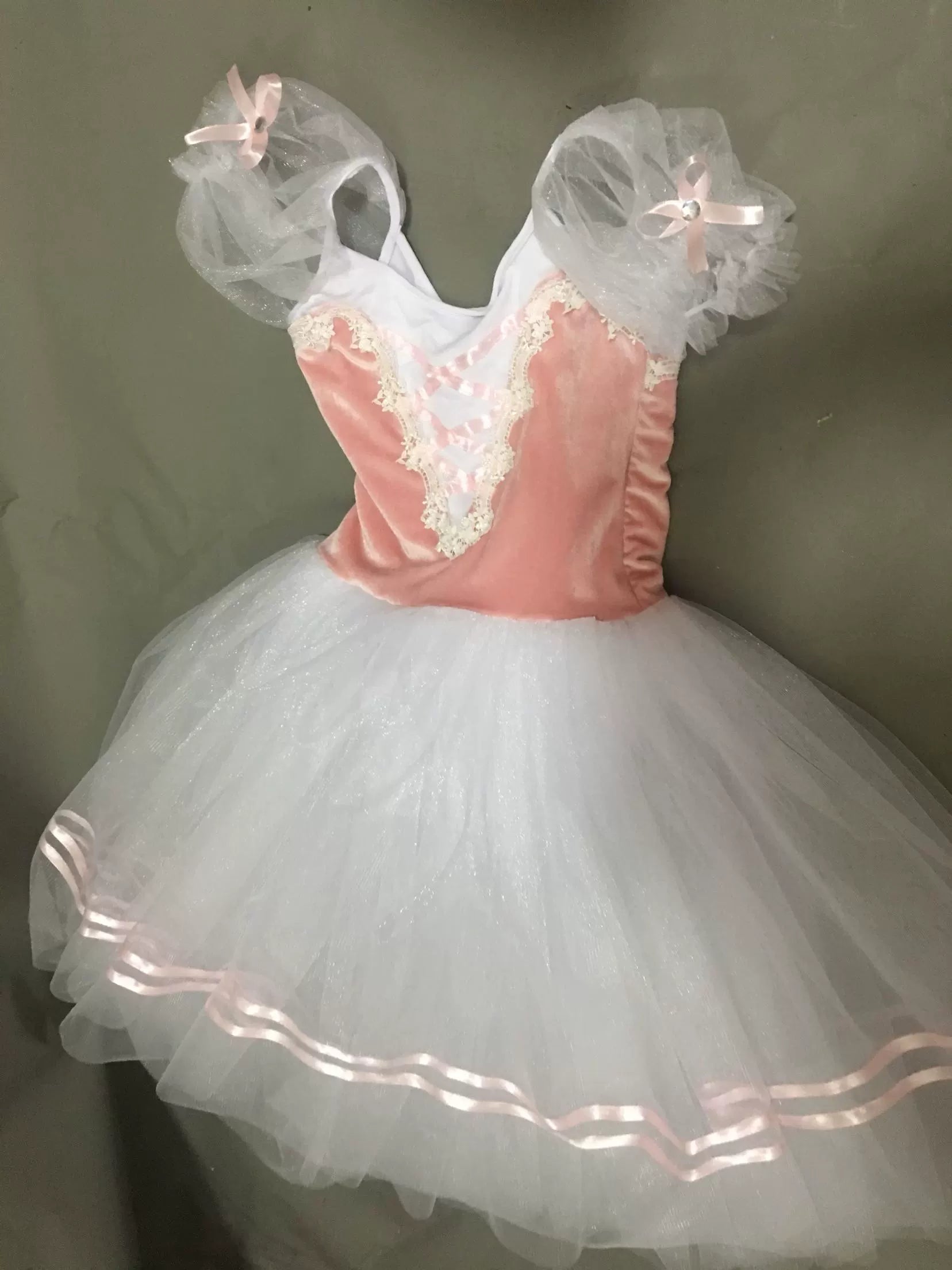 Children's Ballet Dress performance Dress Dance bubble sleeve pommel gauze dress suspender female ballet performance dress - Moderndancedress.com