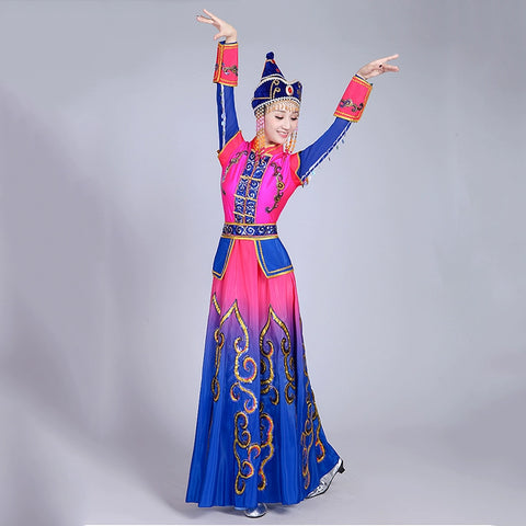 Folk Dance Costumes Mongolian dance, costume, performance, dress, chopsticks dance, modern Mongolian dress