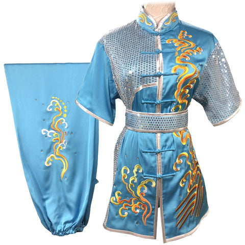 Chinese Martial Arts Clothes Kungfu Clothe  Tai Chi Wushu Competition Performing Colored Clothes, Rose Red Embroidery,