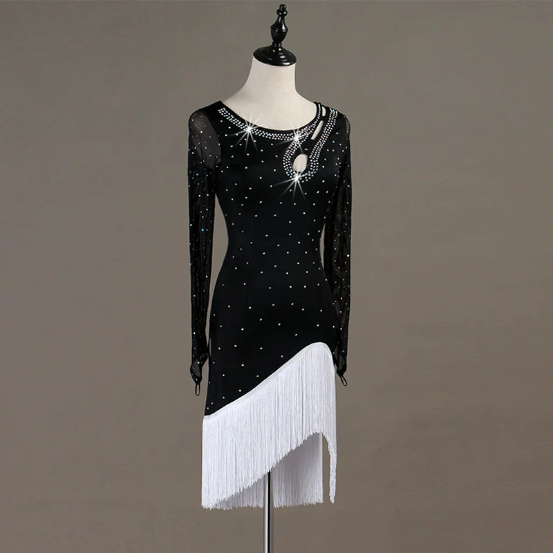Latin Dance Dresses Women's Performance Spandex / Organza Ruching / Crystals / Rhinestones Sleeveless Dress - Moderndancedress.com