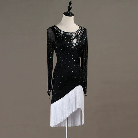 Latin Dance Dresses Women's Performance Spandex / Organza Ruching / Crystals / Rhinestones Sleeveless Dress - Moderndancedress.com