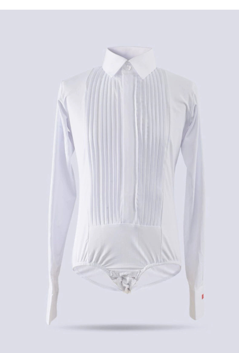 Boys kids latin ballroom Dance shirts white color kids modern dance tops Performance clothes one-piece top - Moderndancedress.com