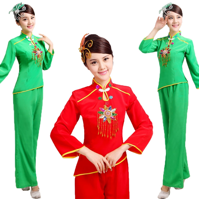 Folk Dance Costumes Yangko Dance Costume Women Dance Performance Drum and Drum Square Dance Costume Chinese style National Dance Costume - Moderndancedress.com