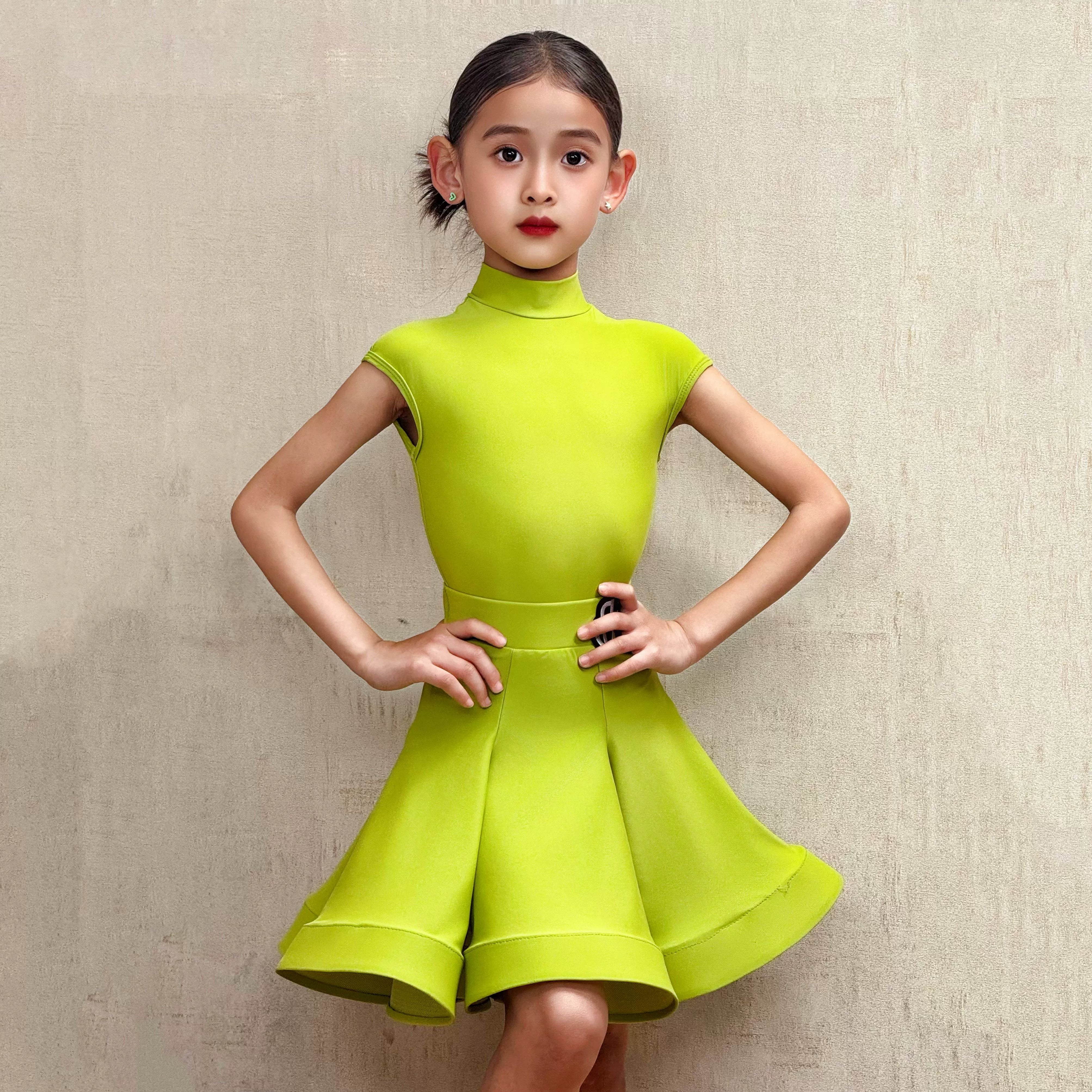 Girls Latin Dance Dresses for Kids Children Ballroom Salsa Rumba Chacha Regulations Performance Costumes - Moderndancedress.com