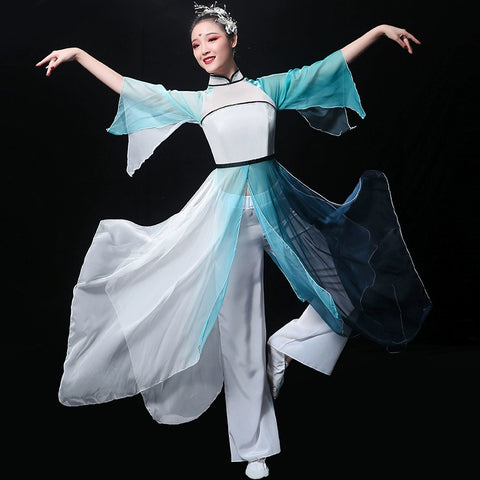 Chinese Folk Dance Costume Classical Dance Costume Performing Dress Chinese Fairy Narcissus Dance Modern Fan Dance Ancient Style Adults - 