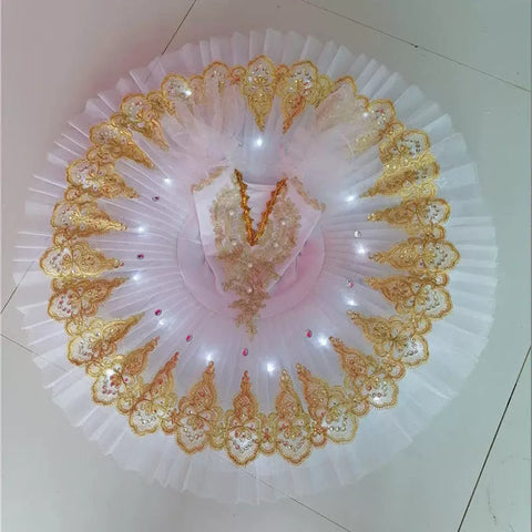 Children's LED Light White Tutu Skirt Kids Ballerina Little Swan Lake Ballet Dance Dress Paty Dress up Flat Tutu for Girls - Moderndancedress.com