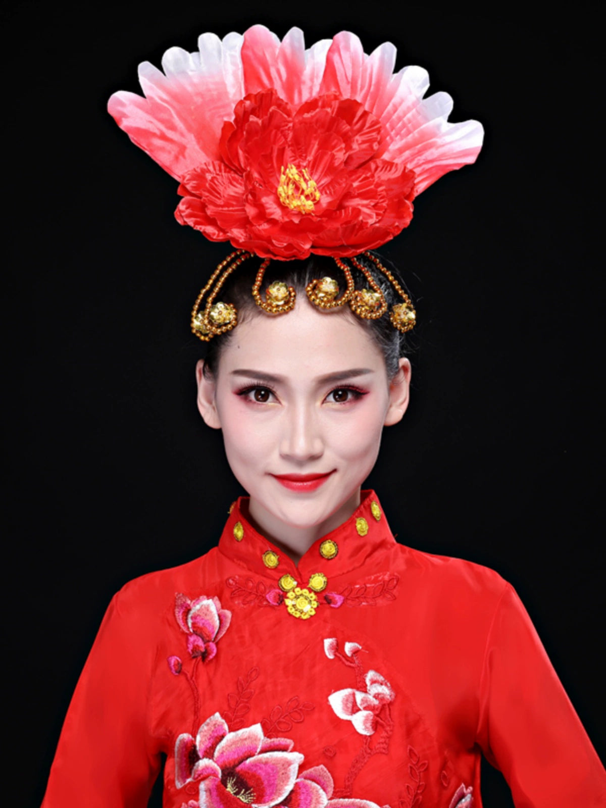 Opening Dance Performance Flowers Headdress for Women Girls Flamenco Dance Pageant Head Piece Peony Petal Head Flower Head Jewelry - Moderndancedress.com