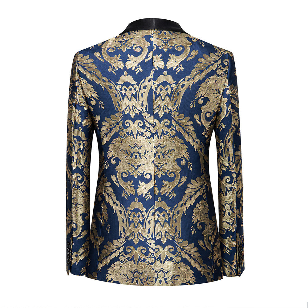 Men's jazz dance dress suit wedding party bridegroom blazers singers host choir music band stage performance jacquard coat for male - Moderndancedress.com