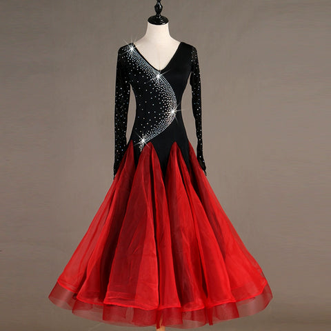 Ballroom Dance Dresses Gold Ratio! Upgraded Flash Drill Grinding Skirt Tango Waltz Show Competition Dresses