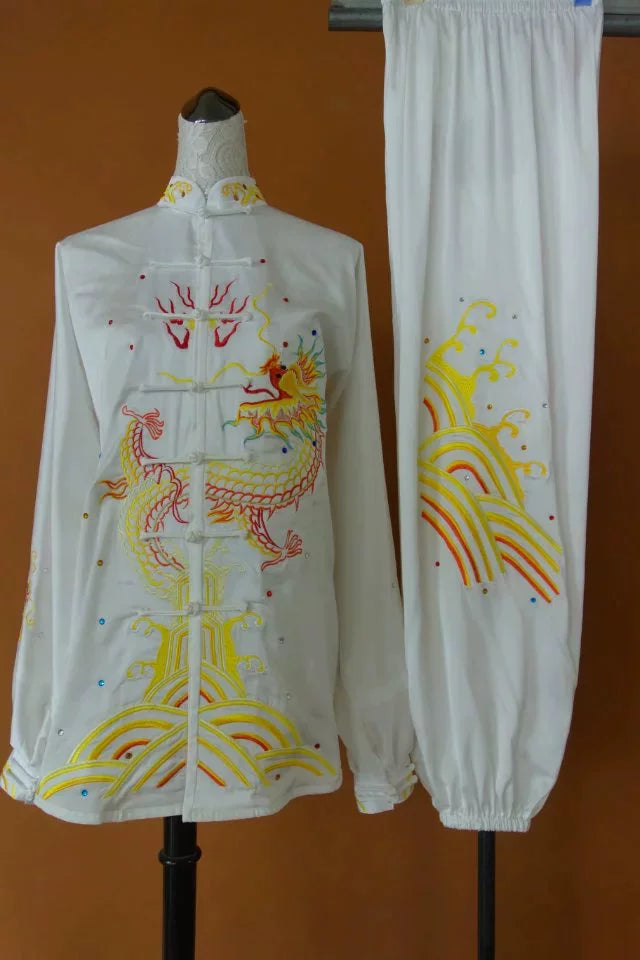 Custom Size Competition Tai Chi Clothing for Unisex Martial Arts Changquan Wushu Performance Uniforms Embroidered Dragon - Moderndancedress.com