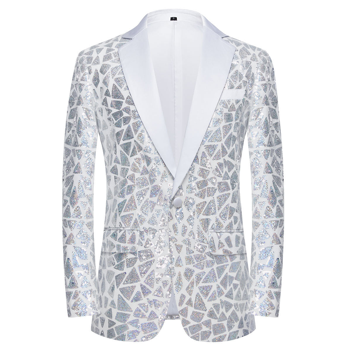 Men's Triangular Sequins Jazz Dance Blazers White Green Red Blue Gold Shiny Singers Host  Chor Party Dress Up Coats Band Performance Jackets for Man - Moderndancedress.com