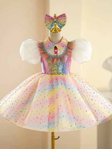 Children's Jazz dance costumes glitter rinbow tutu ballet dress model show party singers pianist choir costumes church recitation performance skirts - Moderndancedress.com