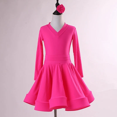 Children's Latin dance clothes training clothes women's professional big skirt Standard Dance Latin competition regulations test clothes - Moderndancedress.com