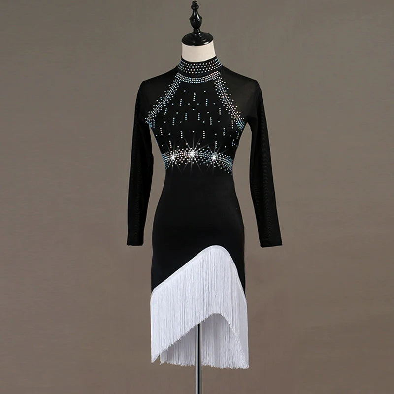 Latin Dance Dresses Women's Performance Spandex / Organza Ruching / Crystals / Rhinestones Sleeveless Dress - Moderndancedress.com