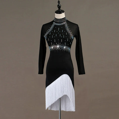 Latin Dance Dresses Women's Performance Spandex / Organza Ruching / Crystals / Rhinestones Sleeveless Dress - Moderndancedress.com