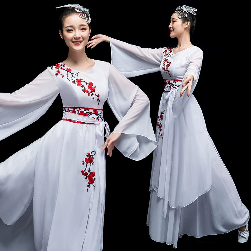 Chinese Folk Dance Costume Classical Dance Costume Chinese Fan Umbrella Dance Modern Dance Costume Fairy Long Skirt Adult - Moderndancedress.com