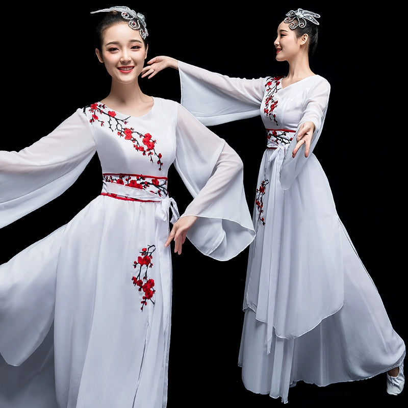 Chinese Folk Dance Costume Classical Dance Costume Chinese Fan Umbrella Dance Modern Dance Costume Fairy Long Skirt Adult - 