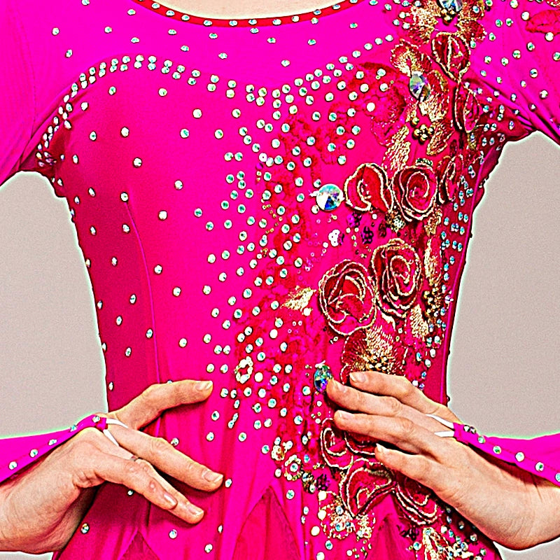 blue yellow Ballroom dance competition dresses for women girls waltz tango modern dance skirt social national dance bling performance gown - Moderndancedress.com