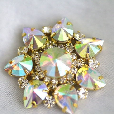 DIY red blue colored rhinestone Dance headdress party clothes shoes bag decorative buckle DIY jewelry headscarf hand sewing 4.3cm - Moderndancedress.com