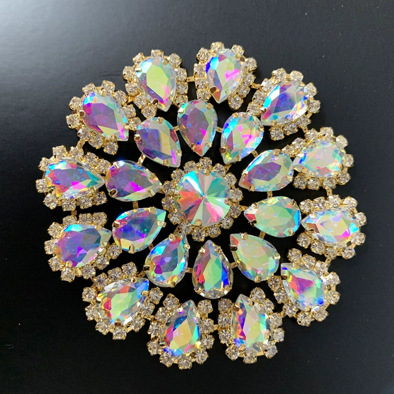 Round red blue bling gemstones DIY headdress dance clothes shoes jewelry flower-shaped hand-sewn corsages headgear dinner bags 8cm - Moderndancedress.com