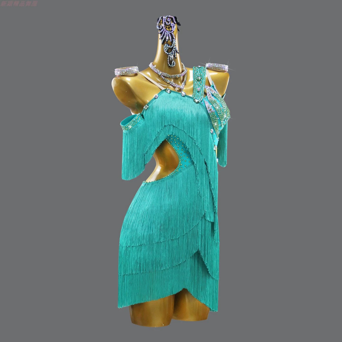 Turquoise Competition Latin Dance Dresses for Women Girls Salsa Rumba Chacha Latin Dance Costumes