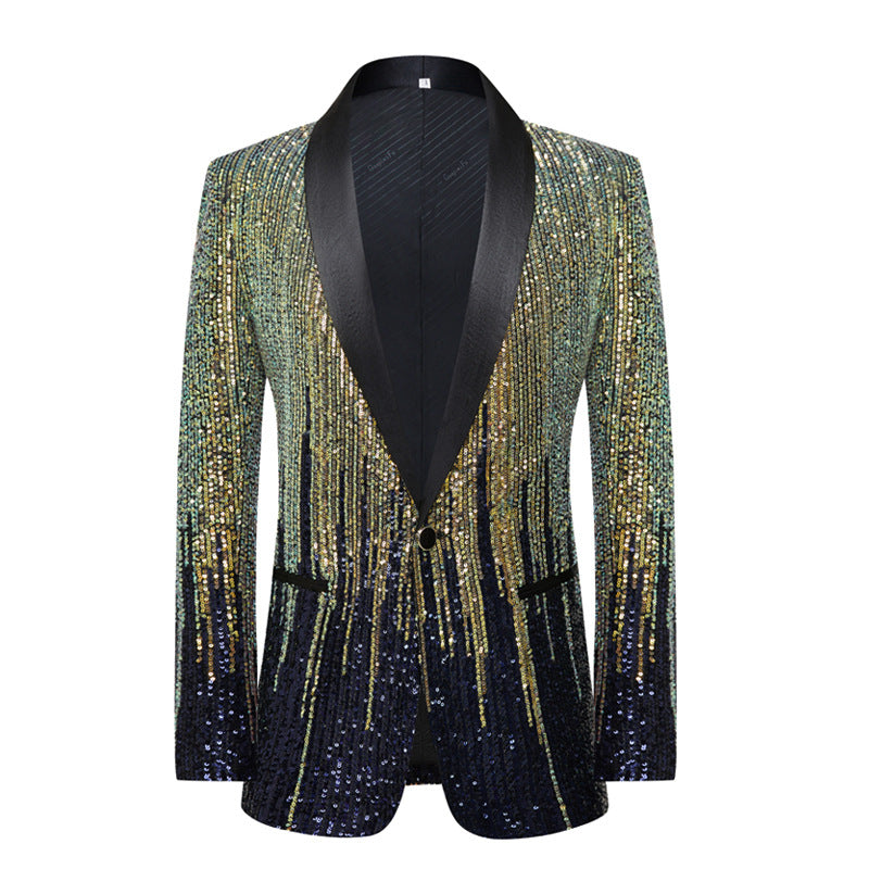 Men's Jazz Dance Costumes Sequins Singer Host Nightclub Party Performance Blazers Dance Dress Suit - Moderndancedress.com