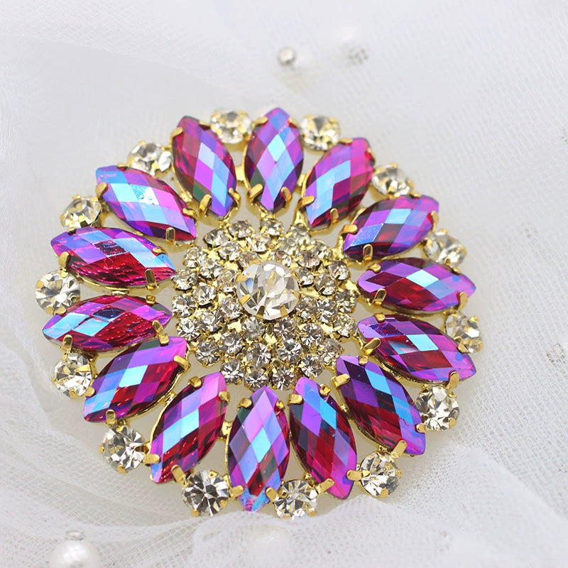 DIY bling rhinestones for dance headdress performance clothes hand sew round gemstones for jewelry bag shoes headscarf hat 5.5cm - Moderndancedress.com
